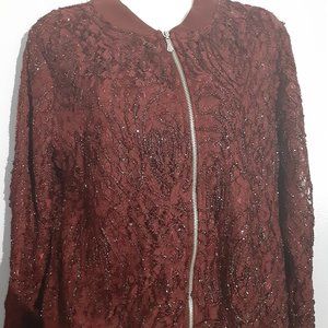 New Burgundy Shimmer Simply Styled Jacket